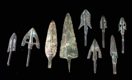 Ancient Chinese & Luristan Bronze & Copper Arrowheads