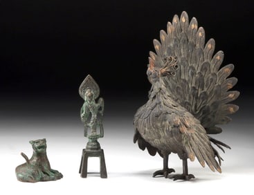 Ancient Chinese Bronze & Japanese Meiji Sculptures