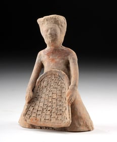 Chinese Tang Agricultural Worker w/ Winnowing Basket