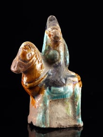 Chinese Ming Sancai Glazed Pottery Horse & Woman Rider