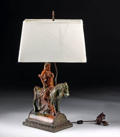Chinese Ming Sancai-Glazed Warrior Roof Tile + Lamp