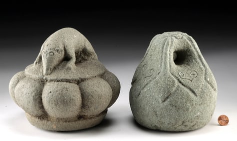 Two 19th C. Chinese Qing Stone Measuring Weights