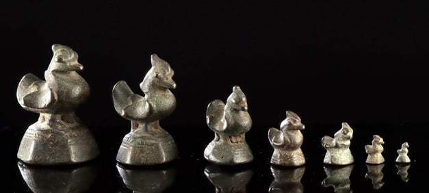 Complete Set of Seven Burmese Bronze Opium Weights