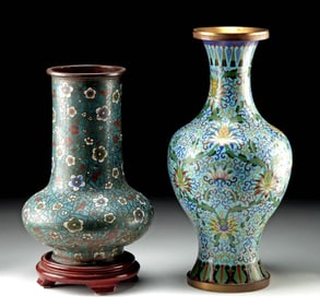 Pair of 19th C. Cloisonne Vases from China & Japan