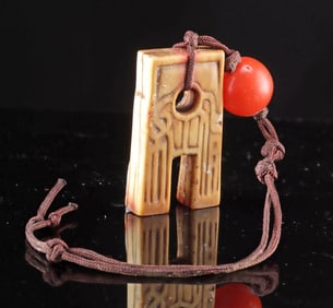 19th C. Chinese Qing Bone Stamp Seal (Spade Coin Form)