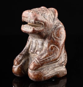 Kneeling Chinese Nephrite Jade Bear with Scrollwork