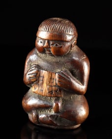 19th C. Chinese Qing Wood Boy-Form Belt Toggle