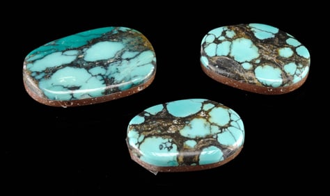 Three Chinese Spiderweb Turquoise Cabochons