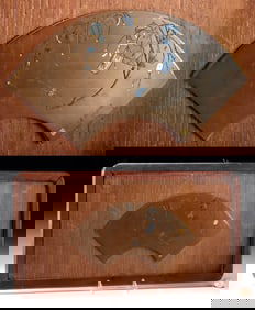 Japanese Suaka Copper Fan Panel w/ Gold & Silver Inlay