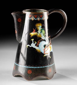 Japanese Ginbari Foil Cloisonne Pitcher w/ Dragon