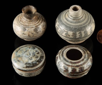 14th C. Thai Sawankhalok Pottery Vessels, 4 pcs