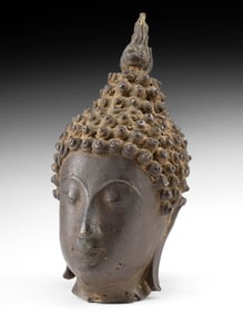18th C. Thai Ayutthaya Brass Buddha Head
