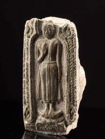 19th C. Thai Glazed Stone Carving w/ Buddha