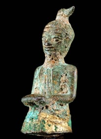 15th C. Burmese Votive Gilt Bronze Devotee Figurine