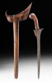 Fine 19th C. Indonesian Steel & Wood Kris w/ Sheath