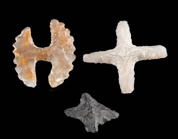 Three Maya Eccentric Chert Flints in Abstract Forms