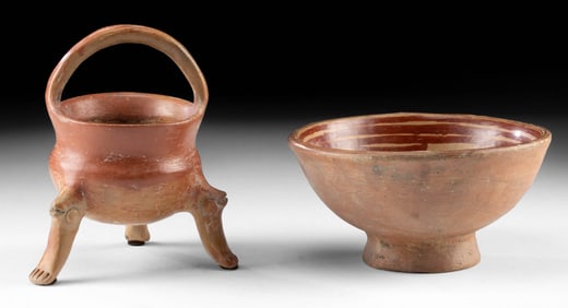 Narino Pottery Bowl & Tarascan Tripod Vessel