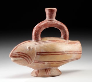Moche Bichrome Stirrup Vessel - Fish Effigy Form