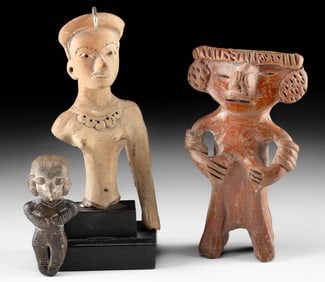 Three Pottery Figures: Colima, Guangala & Huastec