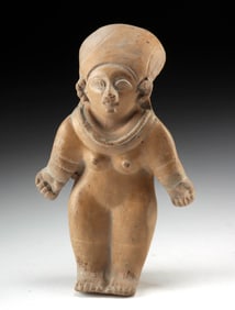 Ancient Ecuadorian Jamacoaque Pottery Female Figurine