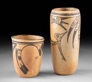 Two Early 20th C. Hopi Sikyatki Revival Pottery Vases