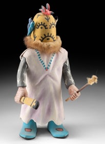 Hopi Wood & Fur Qoqole (Sikyaqoqlo) Kachina Figure
