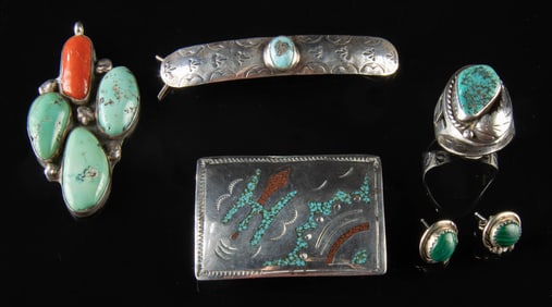 Native American Silver Jewelry Assortment (6 pcs)