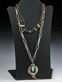 Three Pueblo & Navajo Silver & Turquoise Necklaces