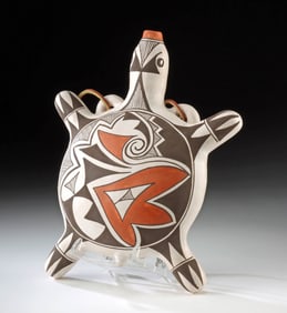 Acoma Pottery Turtle Canteen by Ethel Shields (1991)