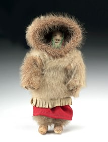 Native Alaskan Inuit Cloth Doll in a Seal Fur Parka