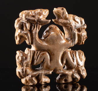 Fossilized Mammoth Ivory Carving of Frogs: **Originally Listed At $300** Northwestern United States, Alaska, or Canada, ca. 20th to 21st century CE. This intricate contemporary carving, crafted from mammoth tusk ivory, features a central frog