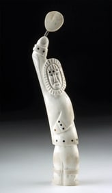 Alaskan Yupik Whale Bone Carving of Drum Dancer Figure