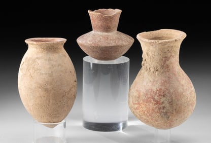Three African Djenne Redware Pottery Vessels