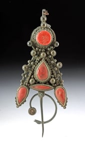 Imazighen Berber Kabylie Enameled Silver-Copper Fibula
