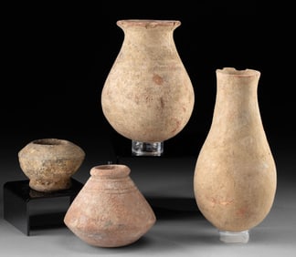Four African Djenne Pottery Jars