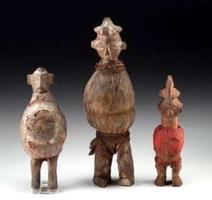 Congolese Teke & Yaka Wood & Cloth Fetish Figures