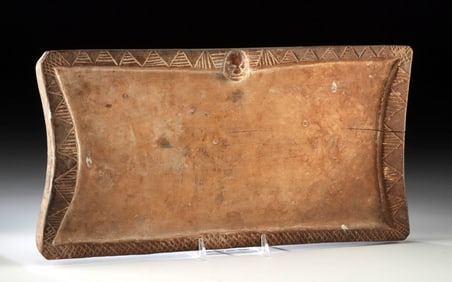 Nigerian Yoruba Wooden Divination Board w/ Eshu Face