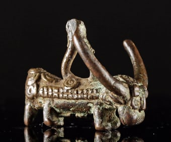 African Senufo Bronze Bush Cow Protective Pendant