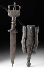 19th C. Nigerian Brass Tiv Sword w/ Iron Blade