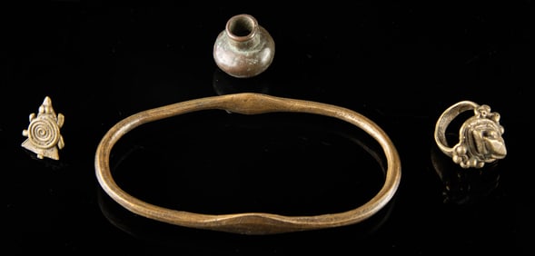 Four Vintage Ghanian Ashanti Brass Ornaments