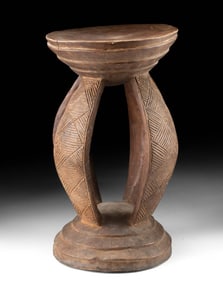Central African Traditional Four-Legged Wood Stool
