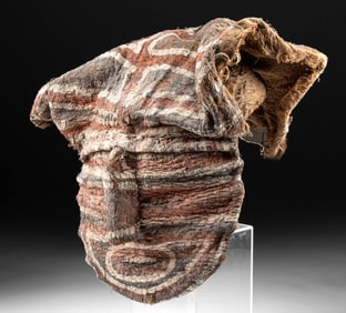 20th African Luvale Polychrome Bark Cloth Makishi Mask