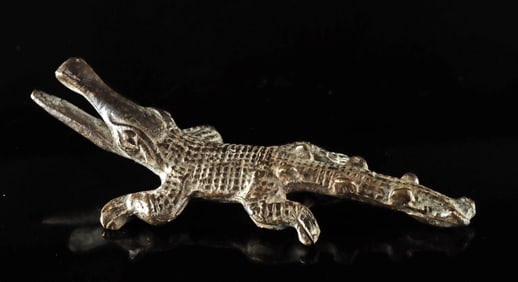 African Asante Brass Crocodile Scale Weight