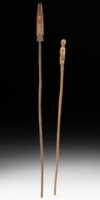 African Baule Awoko Musical Rasps w/ Figurative Finials