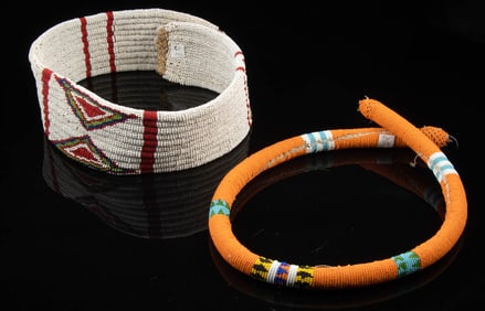 African Zulu Beaded Belt & Necklace Umgingqo, 2 pcs