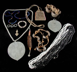 12 East African Metal & Beaded Leather Adornments