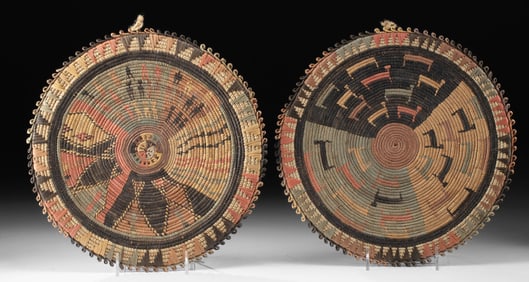 Pair of Nigerian Hausa Coiled Grass Wall Plaques