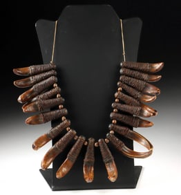 Impressive Filipino Bontoc Boar Tusk & Antler Necklace