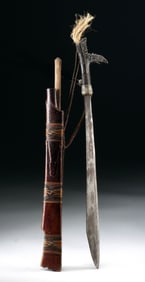 20th C. Borneo Dayak Mandau / Scabbard Headhunting