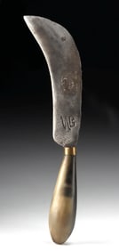 19th C. American Blacksmith-Rasp Knife w/ Cow Horn Grip